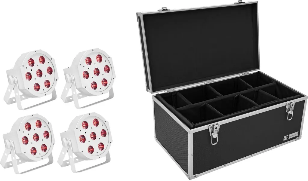 Pack Projecteurs LED Slim Eurolite SLS-7 HCL Blancs avec Coffret 4pcs