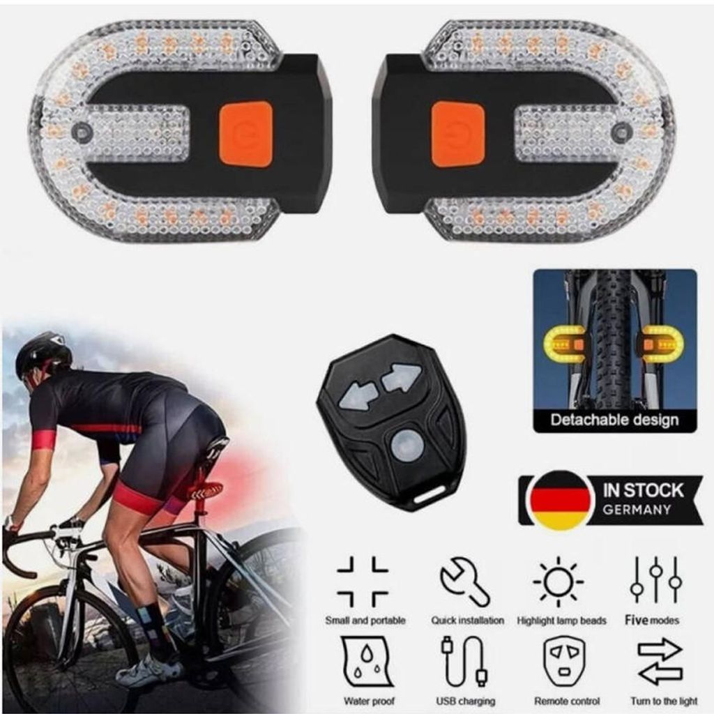 Fahrrad LED Rücklicht mit Blinker, 5 Modi, USB Produktbild 