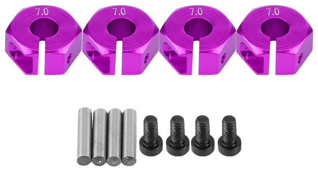 12-mm-Universal-Rad-Sechskant-Nabenadapter für HSP Sakura RC-Car im Maßstab 1:10 (7 mm, lila)