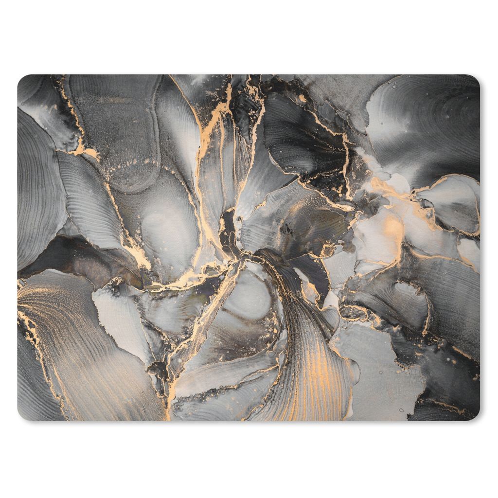 MuchoWow Mauspad Mousepad Grau - Luxus - Gold - Marmor 40x30 cm - Mousepads - Maus Mat - Pad - Mausunterlage - Anti Rutsch