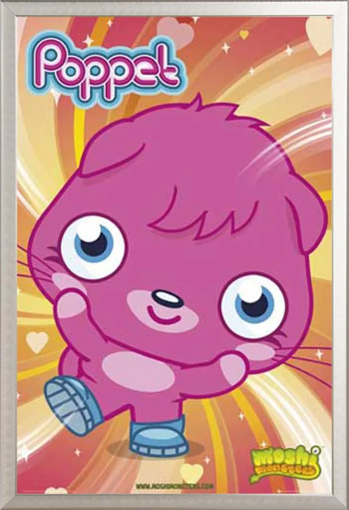 Poster Moshi Monsters Poppet con Cornice Shinsuke Argento 61x91,5 cm