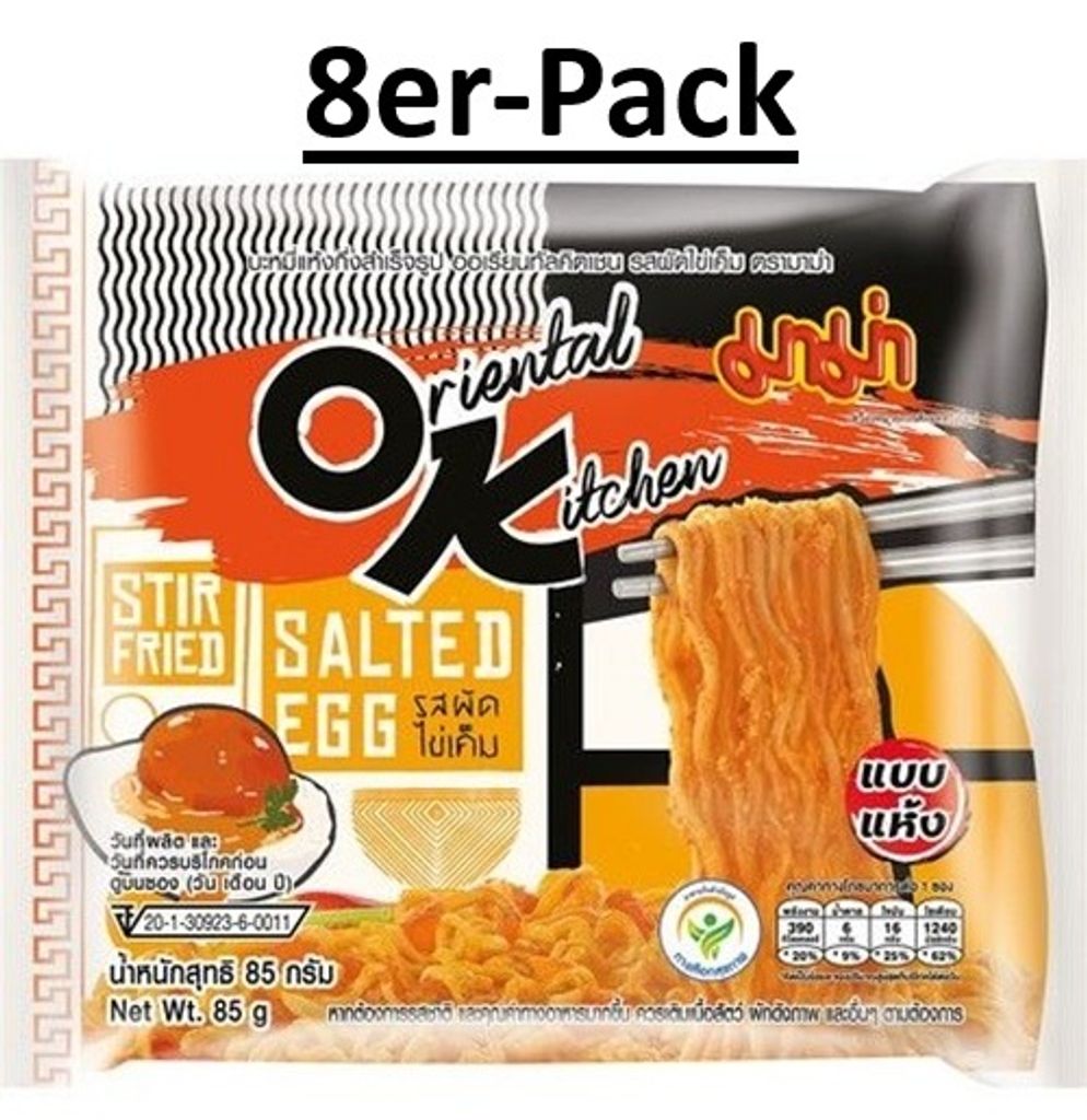 8er-Pack MAMA Instantnudeln OK Bratnudeln Stir Fried Gesalzenes Ei 85g