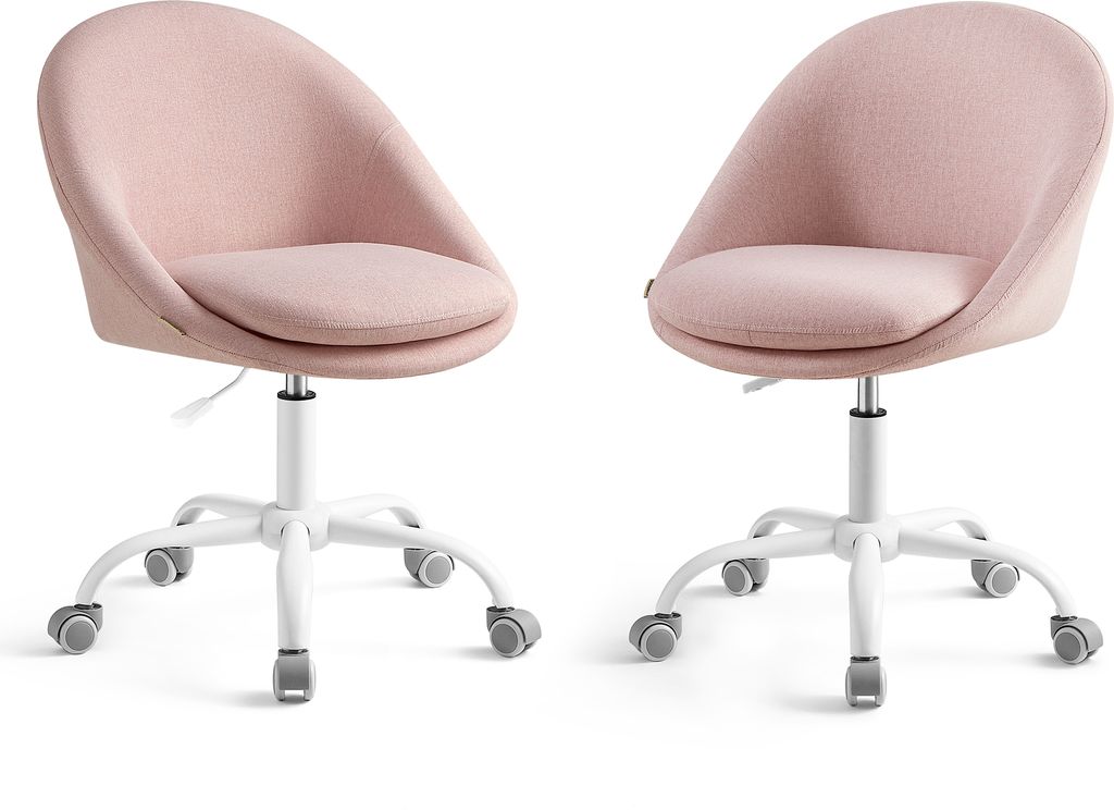 SONGMICS 2Set Homeoffice Stuhl, Drehstuhl, Schreibtischstuhl, Rosa