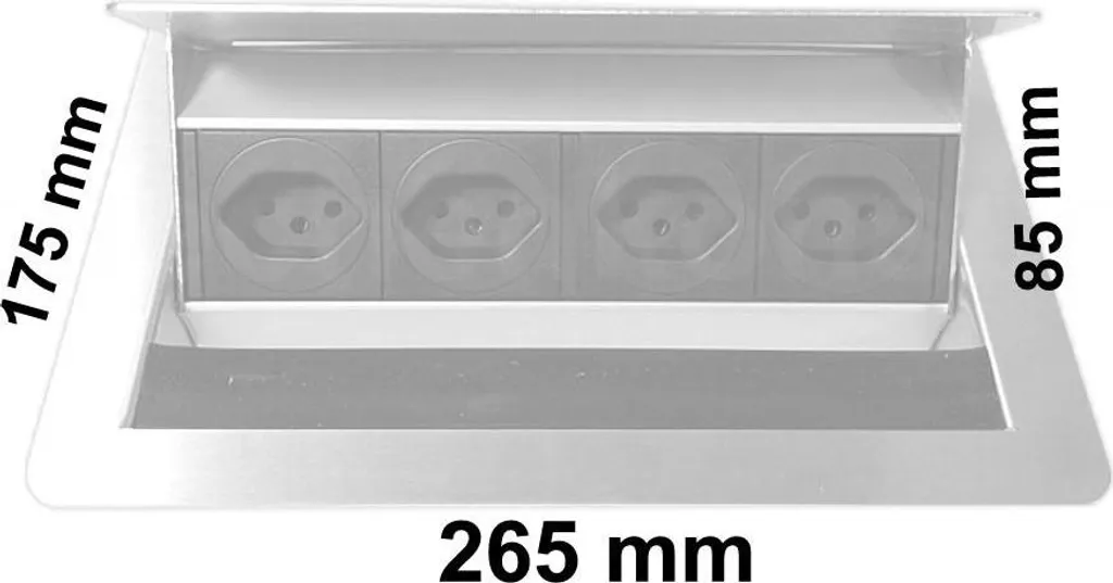 Bloc Prise Escamotable FlipTop 4 Postes avec Couvercle Pliable Inox