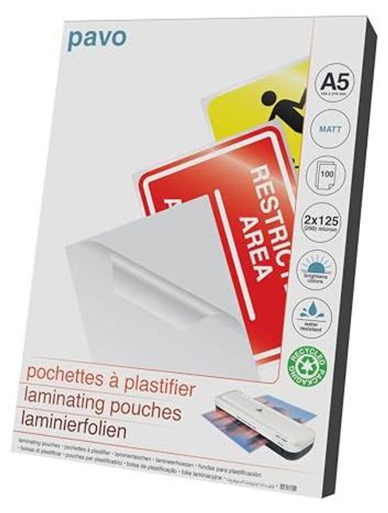 Pavo laminatiefoliehoesje, DIN A5, mat, 250 micron Productafbeelding 