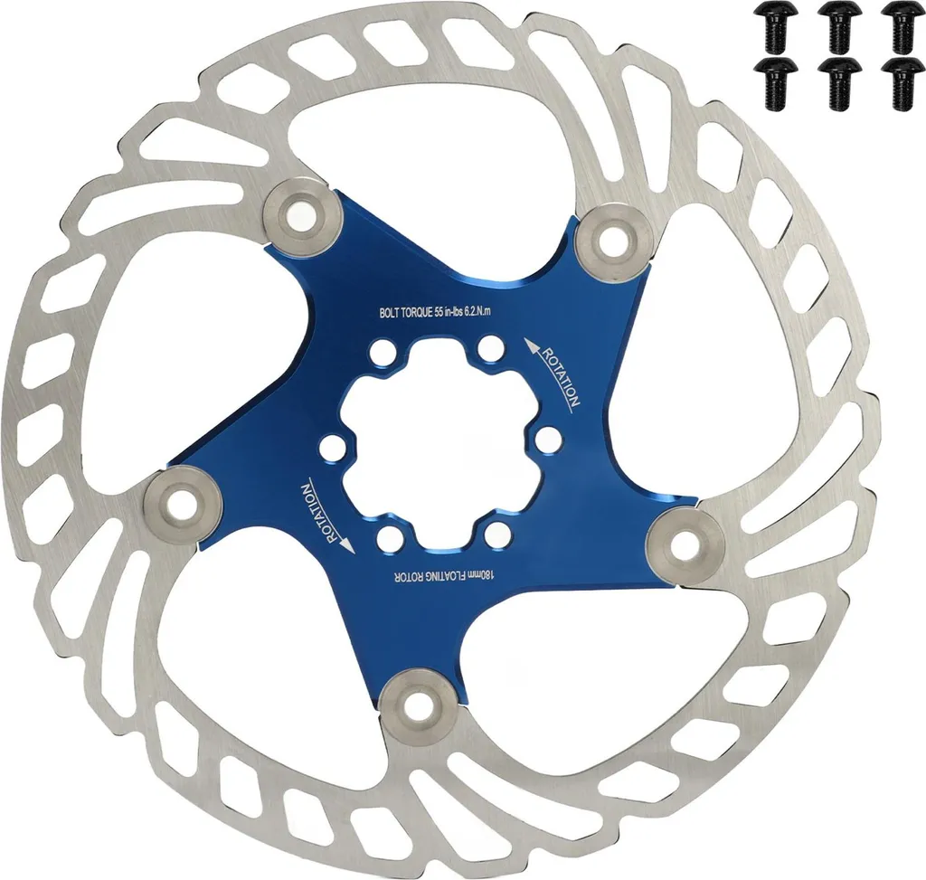 Rotore Freno MTB 180mm Flottante Blu | 6 Fori Alta Dissipazione