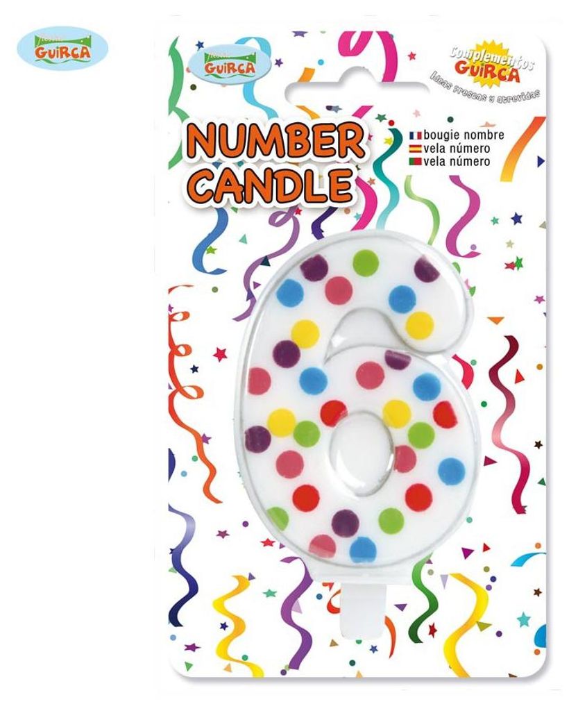 Konfetti Kerze Nummer 6 für den Geburtstagskuchen, ca. 6,5 Produktbild 
