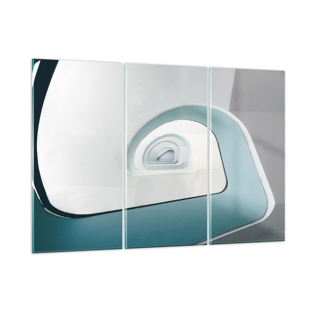Bilder auf glas - 3 Teile - Dreidimensional Modern Spirale - 105x70cm - Glasbilder - Wandbilder - Bilder - Wanddekoration aus Glas - Glas Bilder - ...