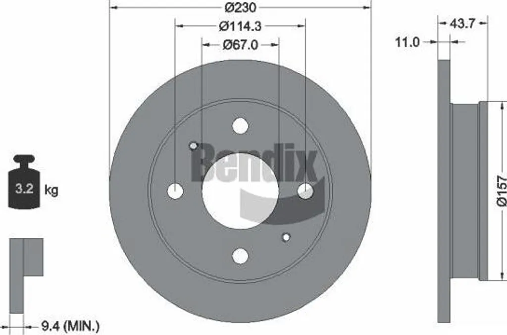 Disque de frein BENDIX BDS2085 OE 5171202000 pour Hyundai Atos Prime