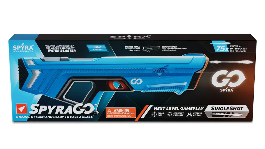 Fini le pompage avec le pistolet à eau SpyraGO Bleu à tir automatique