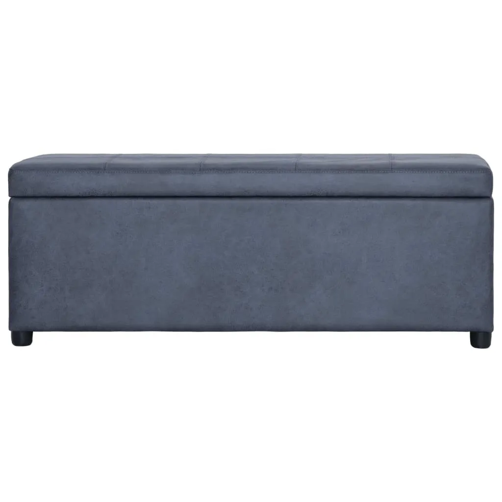 vidaXL Banc de Rangement 116 cm Gris Aspect Daim - Coffre Design Élégant