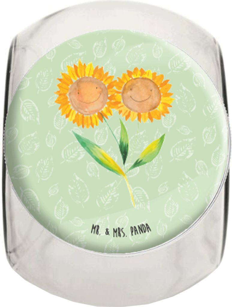 Mr. & Mrs. Panda Bonboniere Blume Sonnenblume L 870ml - Blattgrün - Geschenk, Sonnenblumen, Zusammen, Lebensmittelbehälter, Lieblingsmensch, Best...