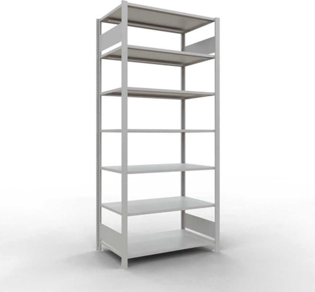 Schulte Büro-Fachbodenregal MULTIplus150 Stecksystem ohne Mittelanschlag | Grundregal | Fachlast 150kg | 230x100x60cm | 7 Ebenen | Beidseitig nutz...