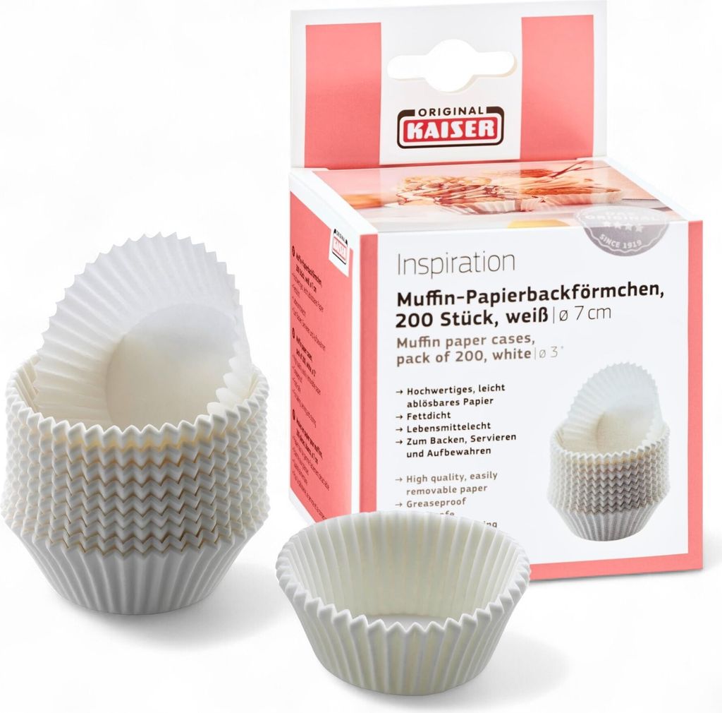 KAISER Moule en papier 200 pièces 7cm blanc étanche aux Image du produit 