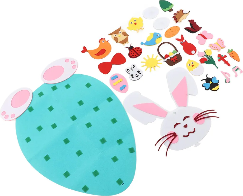 Décoration Lapin DIY en Feutre Épais - Ornements Amovibles pour Enfants