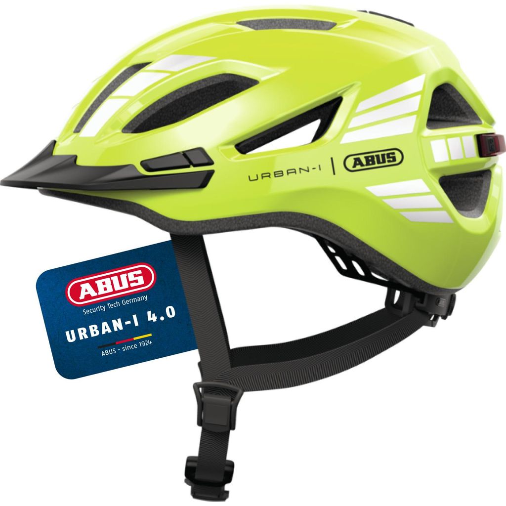 ABUS Stadthelm Urban-I 4.0 - Fahrradhelm mit aufladbarem Rücklicht, 2 Leuchtmodi, Schirm, Zopf-Öffnung und magnetischem Verschluss - für Jugendl...