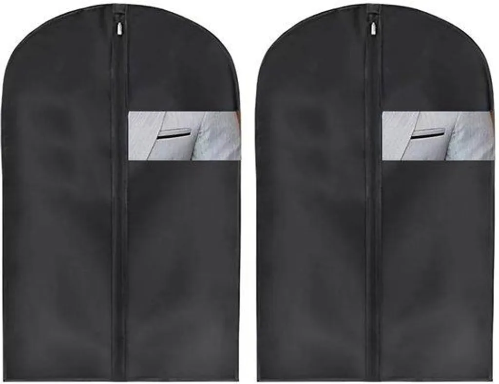 Housse vêtement anti-poussière et anti-mite lot de 2 lavable noire zip