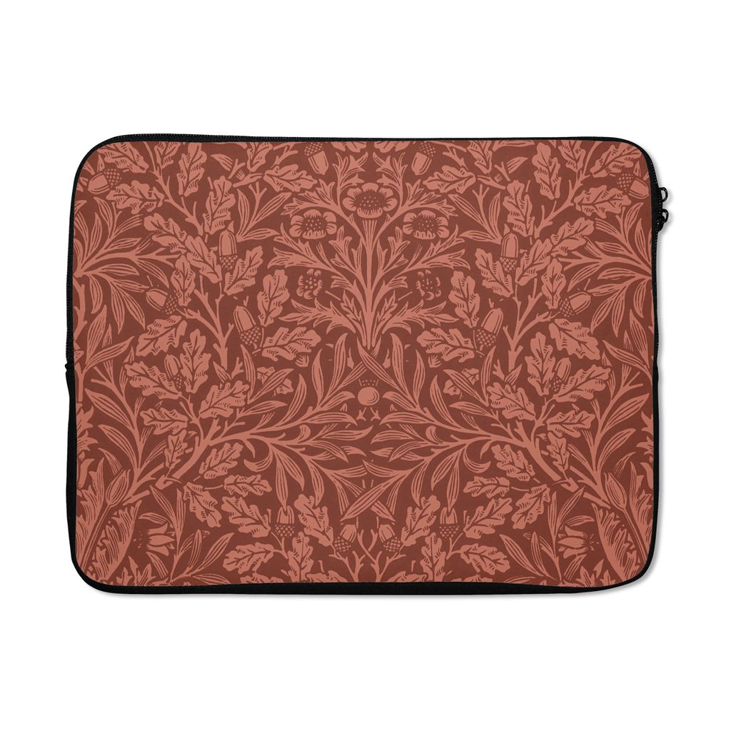 MuchoWow Laptop Hülle 17 Zoll Laptoptasche Blätter - Pflanzen - Morris - Braun - Zipper - Schutzabdeckung