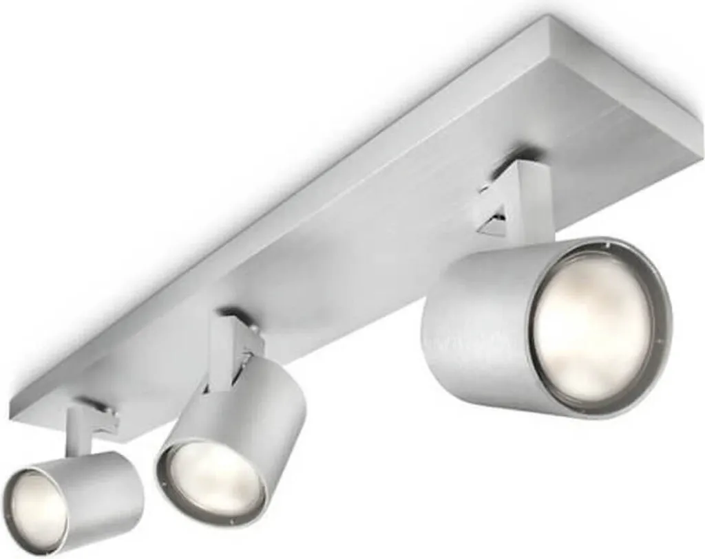 Barre de guidage alu 3x50W 230V robuste avec finition métal brossé