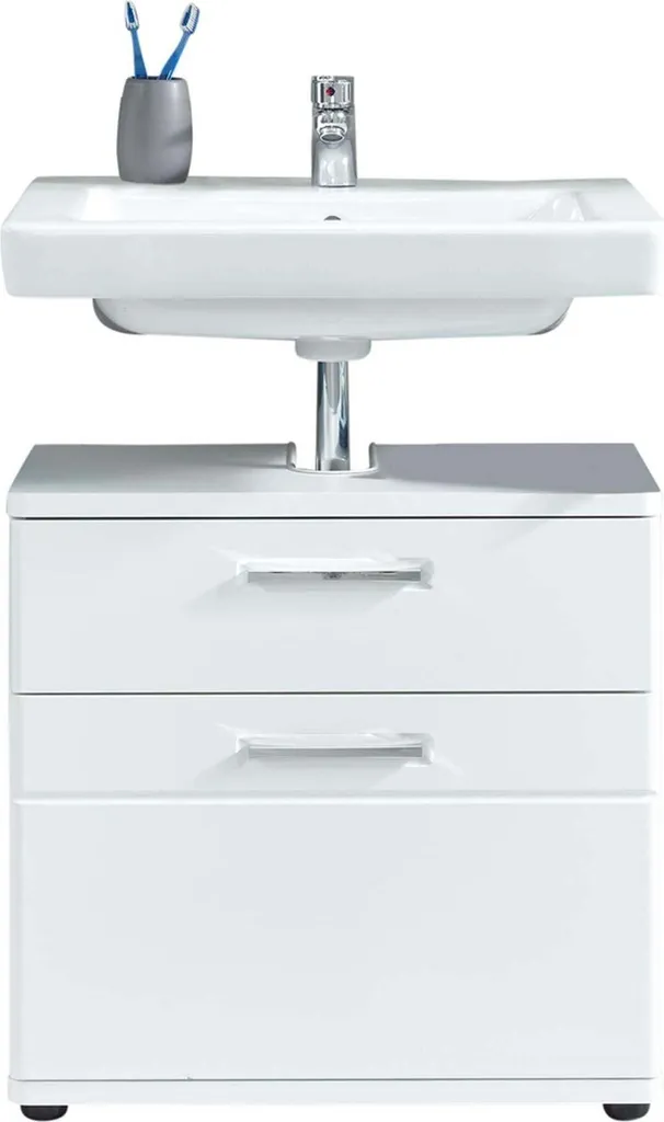 Support de Lavabo Blanc Mat 60cm - Structure Renforcée et Gain de Place - 5