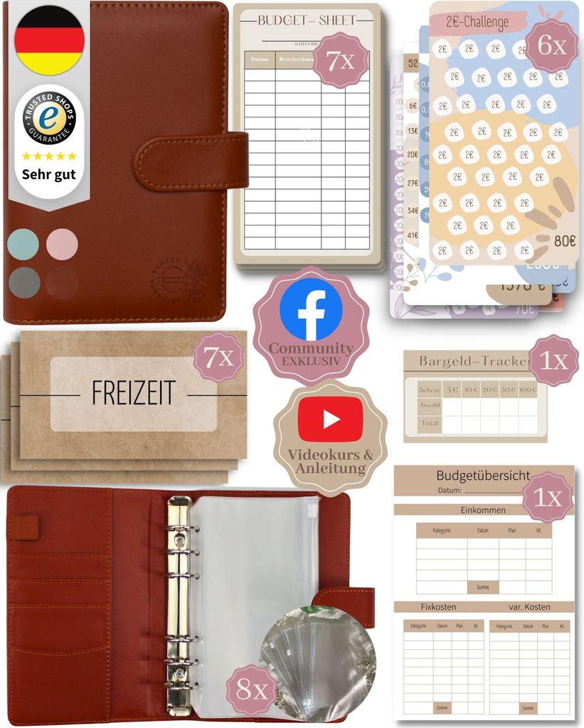 BeginnerBudget® Budget Planner Deutsch A6 Glattleder Produktbild 