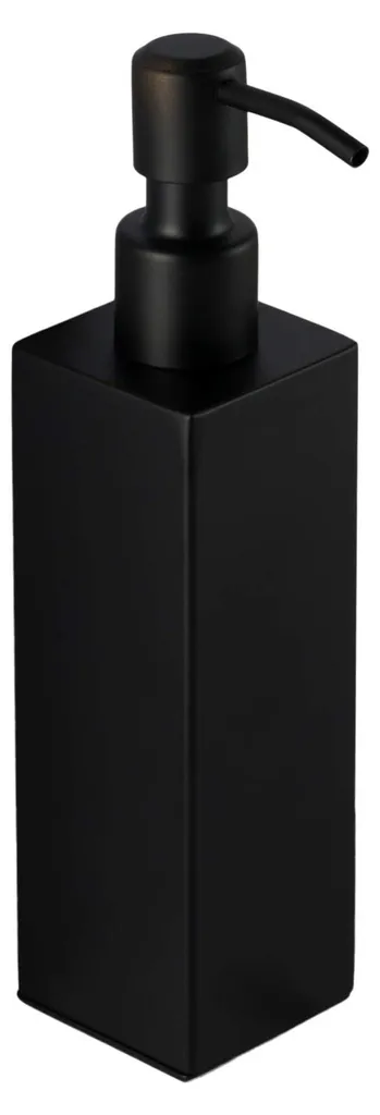 Porte-savon liquide noir en inox pour salle de bain et WC - Design Carré