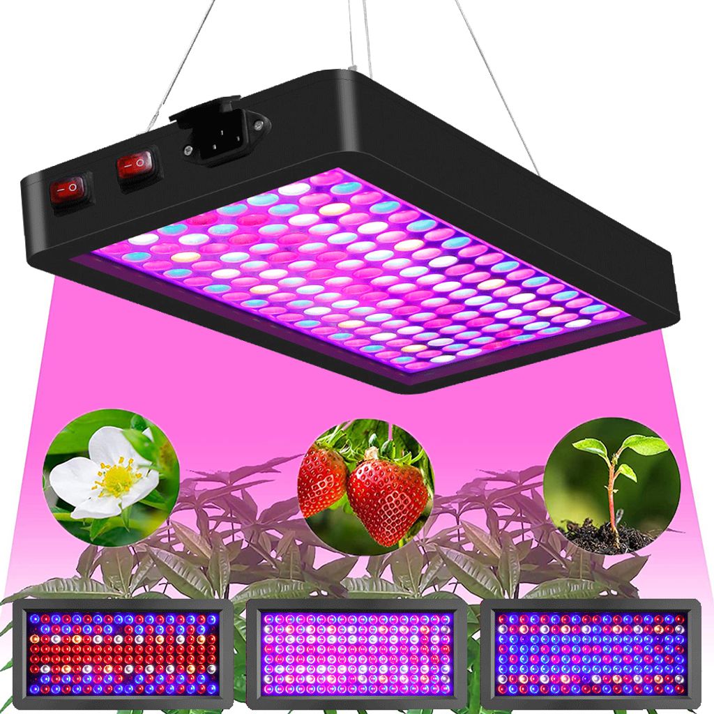 LED Pflanzenlampe Vollspektrum, 100W Led Grow Lampe 3 Modi, Pflanzenlicht Blumenlampe Wachstumslampe für Zimmerpflanzen Gewächshaus,Schwarz
