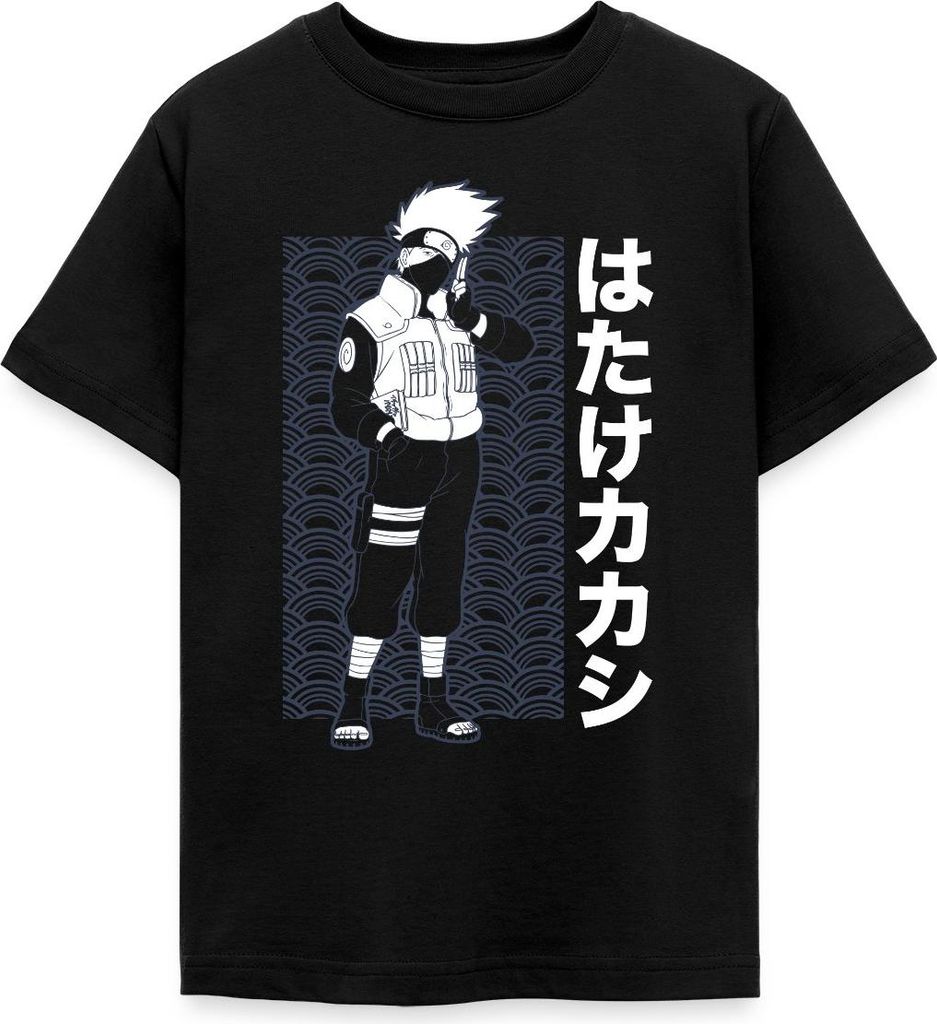 Spreadshirt Naruto Cooles Design Mit Kakashi Teenager T-Shirt, 134/146 (9-11 Jahre), Schwarz
