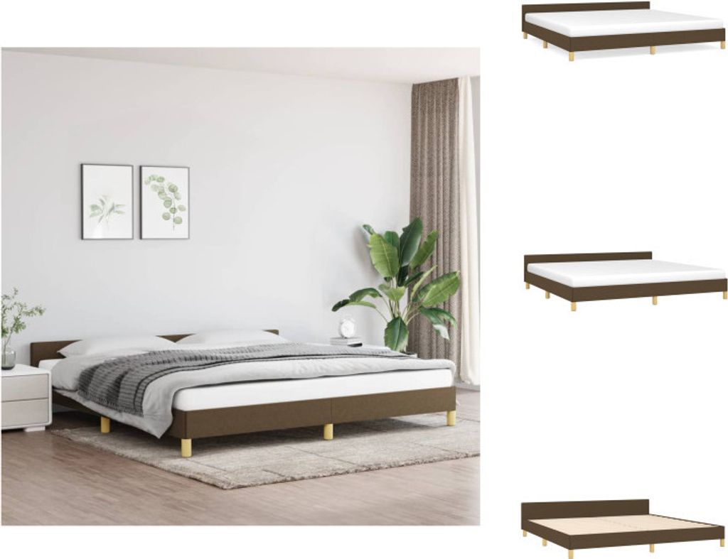 vidaXL Bettgestell mit Kopfteil Dunkelbraun 200x200 cm Stoff - Betten & Bettgestelle