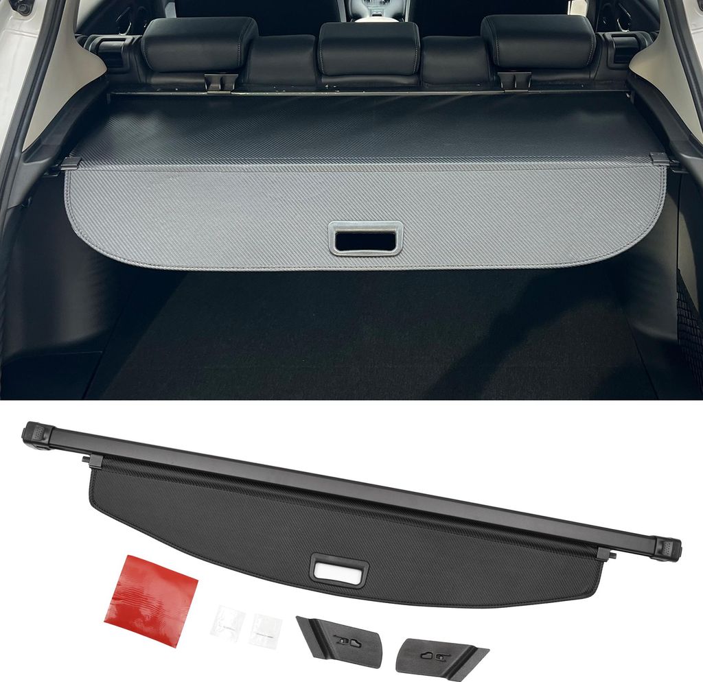 Kofferraum ausziehbare Ladungsabdeckung für Cadillac XT6 19-24 5-Sitzer Heckklappenablage Gepäcksicherheitsabdeckung Schattierung, Canvas, Schwar...