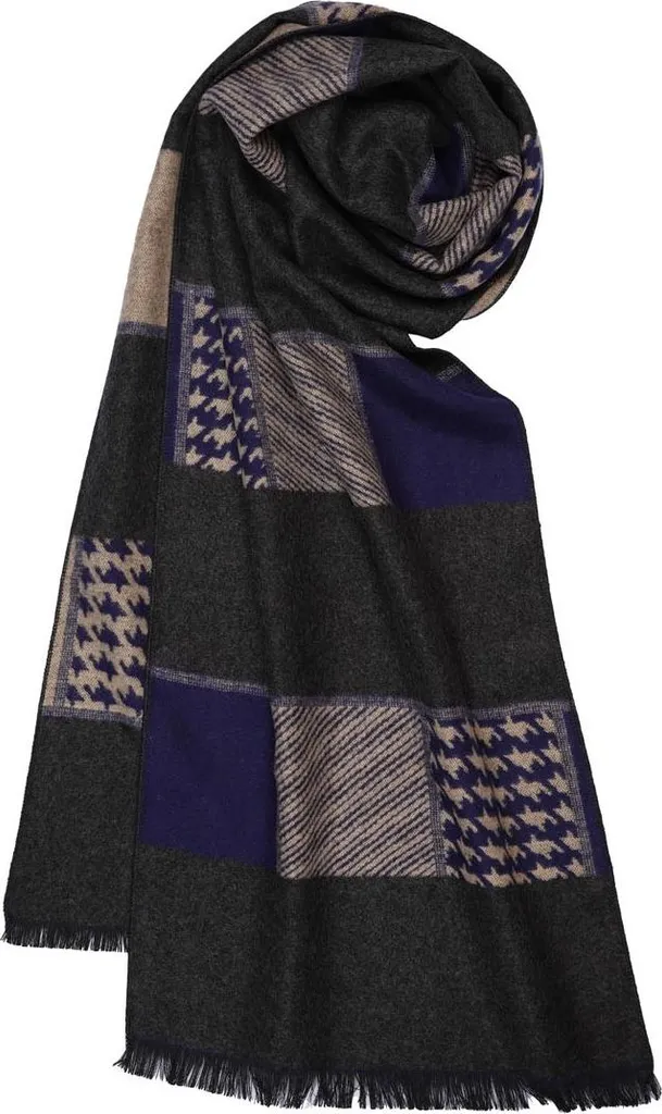 Balke Schal Blu-Taupe Patch | Sciarpa Invernale Alta Qualità Online