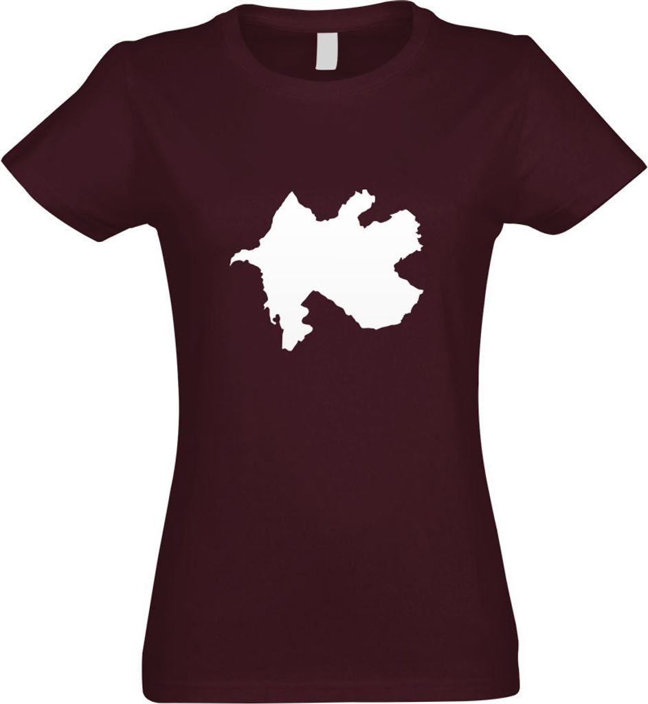 Kiwistar - T-Shirt tailliert - Damen - Burgund - Aserbaidschan Umriss - mit Motiv Bedruckt - Funshirt Design - Sport - Freizeit - Damen - XXL