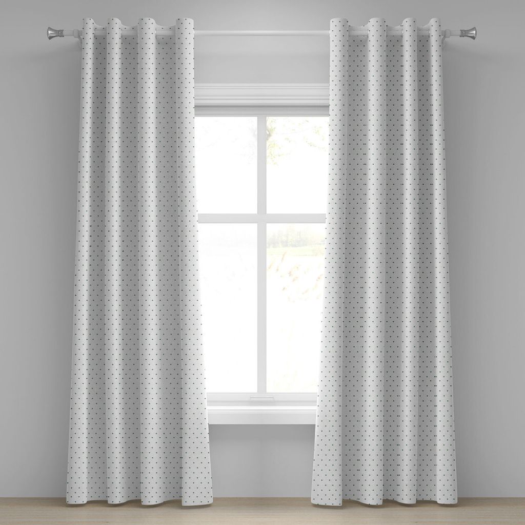 ABAKUHAUS Weiß Ösenvorhang, Minimalistic Muster mit kleinen Tupfen einfache Vintage Style Design, Dekorative 2-Panel-Fenstervorhänge, 280 cm x 1...