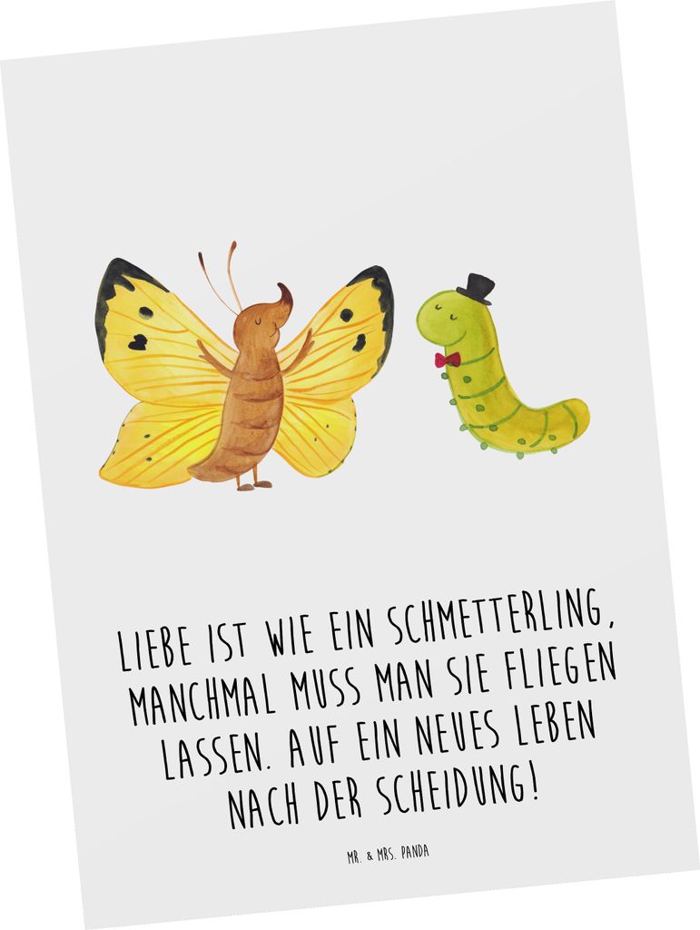 Mr. & Mrs. Panda Postkarte Scheidung Neuanfang - Weiß - Geschenk, emotional herausfordernd, Freundschaft, liebevoll gestaltet, Trost spenden, Ansi...