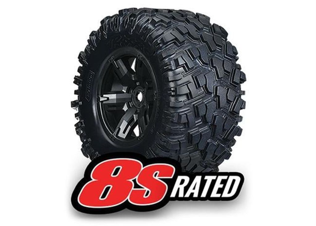Traxxas TRX7772X Kompletträder-Reifen X-Maxx-8S (Felge schwarz) (2 Stk.)
