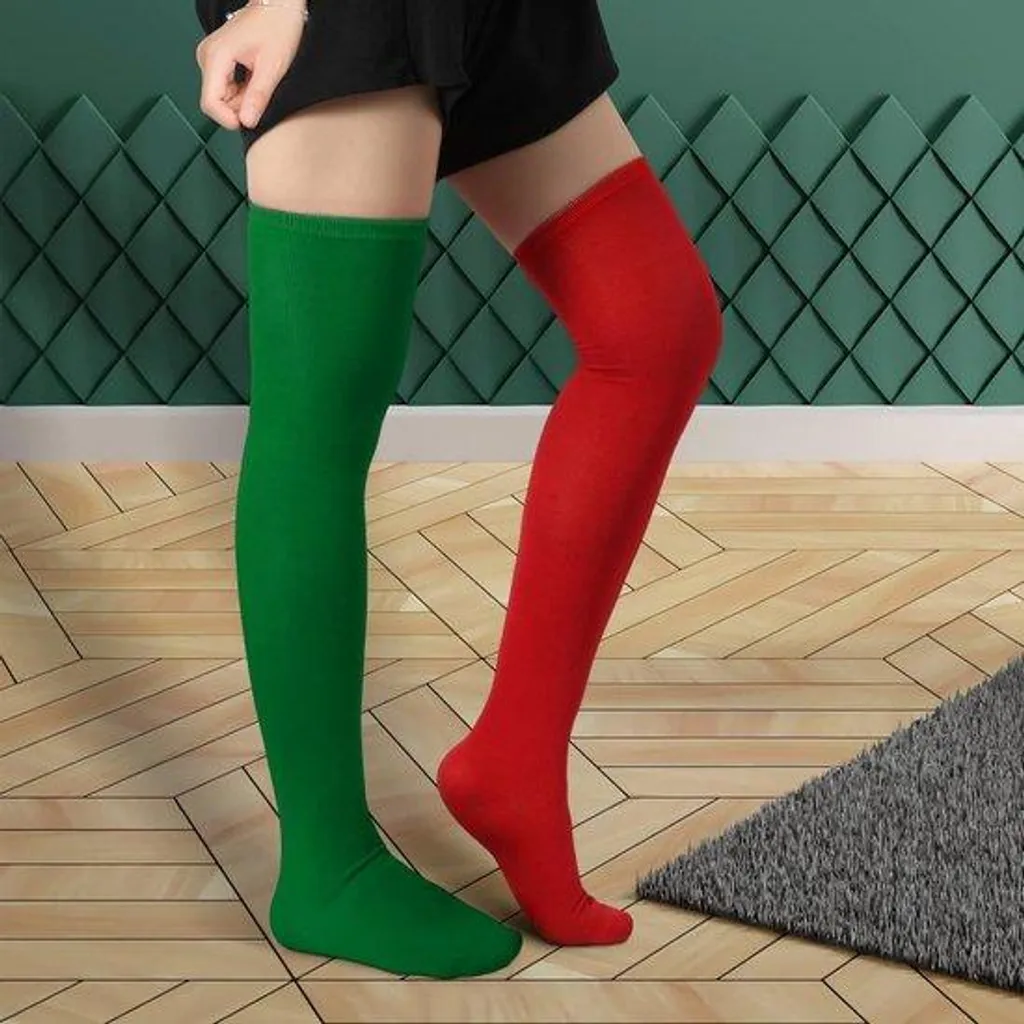 Jupe longue Halloween rouge et verte en velours chaud pour costume