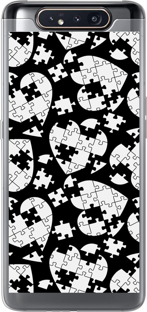 MuchoWow Handyhülle Schutzhülle Hülle für Telefoonhoesje Samsung Galaxy A80 Mädchen - Puzzle - Herz - Muster - Mädchen - Kinder - Kinder Si...