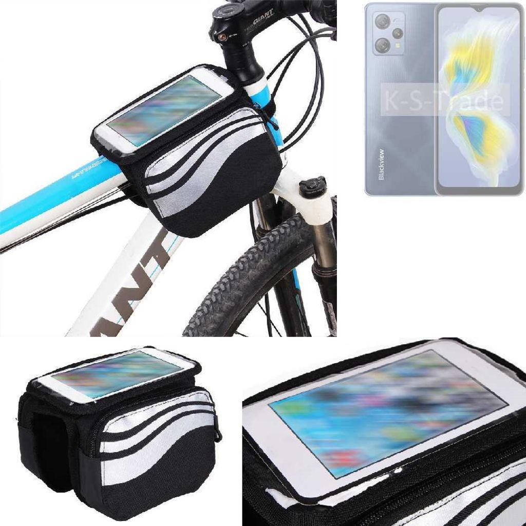 K-S-Trade Rahmentasche Fahrrad-Halterung kompatibel mit Blackview A53 Pro Rahmenhalterung Fahrrad Handyhalterung Fahrradtasche Handy Smartphone