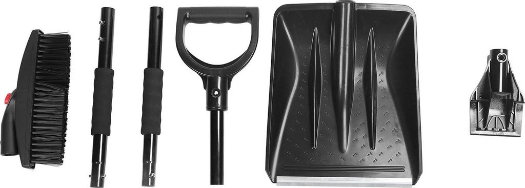3-in-1-Schneeschaufel-Set, tragbar, zusammenklappbar, mit Eiskratzer-Bürste für Garten, Camping, Auto, Schwarz