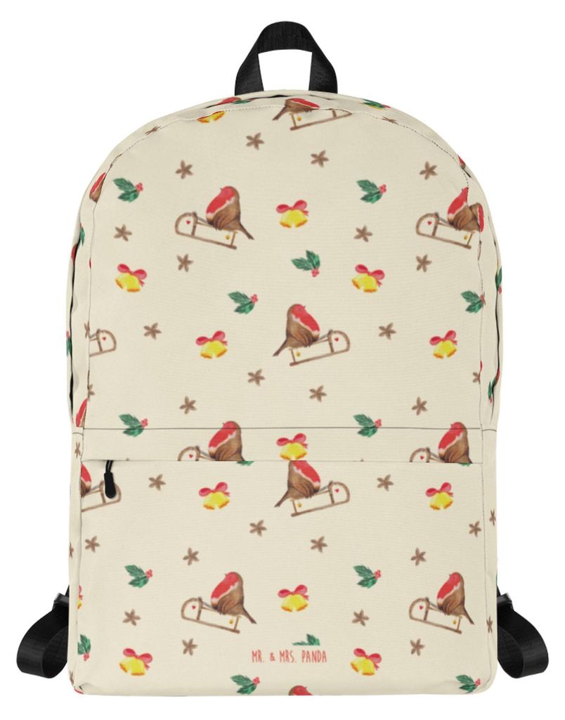 Mr. & Mrs. Panda Rucksack Rotkehlchen Schlitten - Gelb - Geschenk, Weihnachten, Business-Rucksack, Rucksacktasche, Schulrucksack, Vogel, Damenrucks...