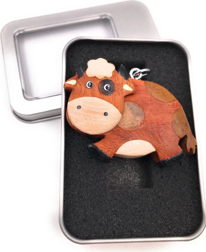 Portachiavi Mucca in Legno Design Moderno | Idea Regalo In Scatola