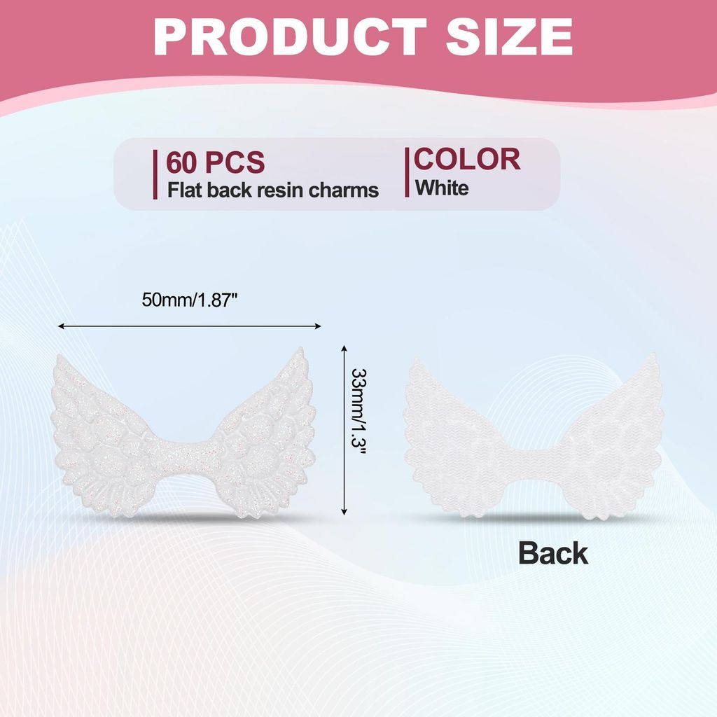 60 Stš¹ck Engelsflš¹gel fš¹r Bastelarbeiten, Glitzer Mini Engelsflš¹gel Verzierung Stoffflš¹gel zum Aufn?hen Puppen-Patches Verzierung f...