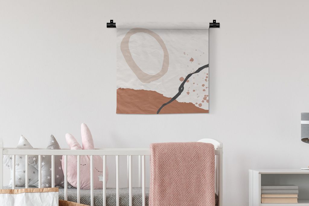 MuchoWow Wandteppich Wandbehang Sommer - Abstrakt - Weiß - Schwarz 60x60 cm Tapisserie Dekoration Wandtuch - Dekorationen - Wand Decke