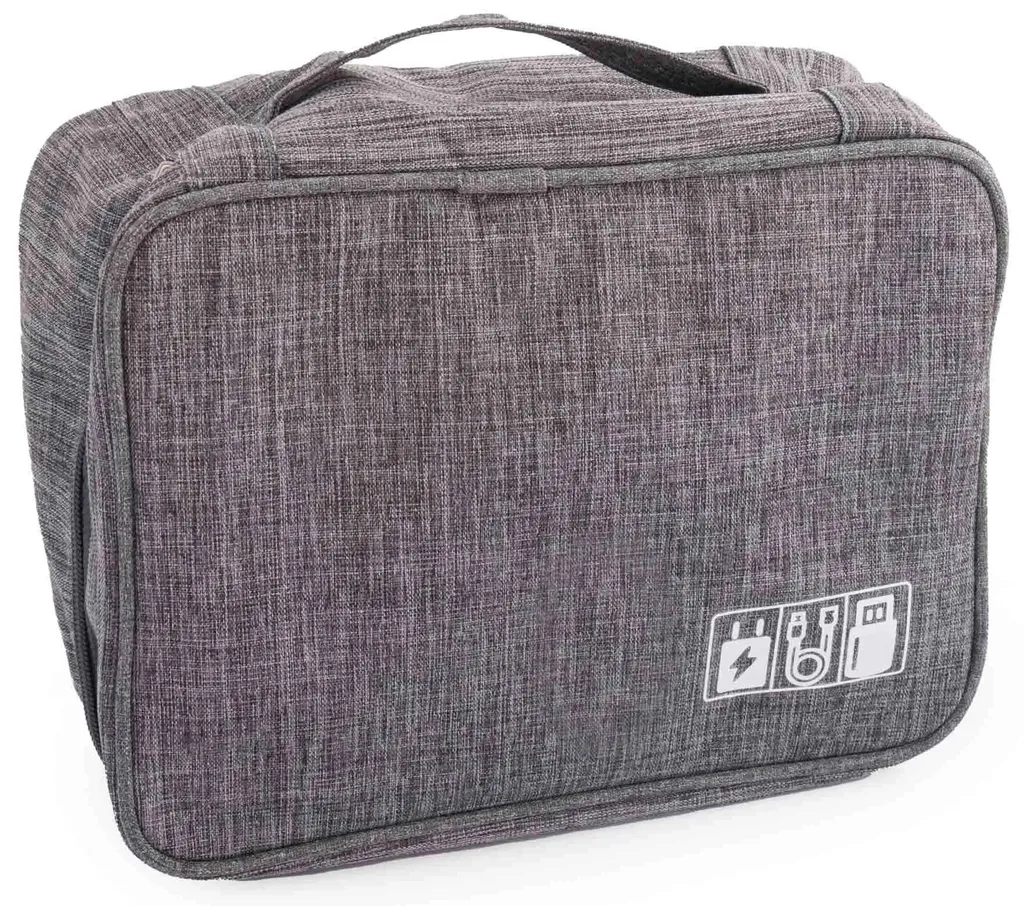 Sac électronique organisateur de voyage gris compact poches XL