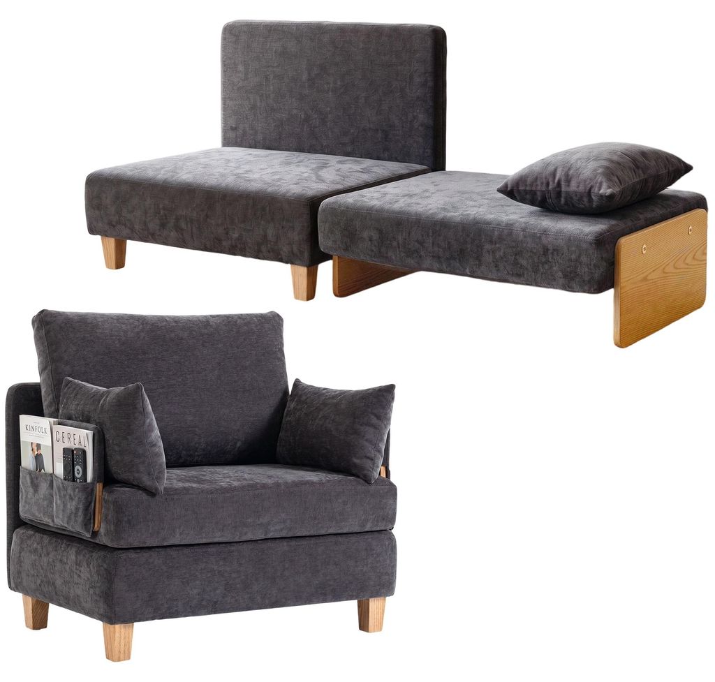 HOMCOM Schlafsessel 2-in-1 mit Bettfunktion Schlafsofa mit Produktbild 