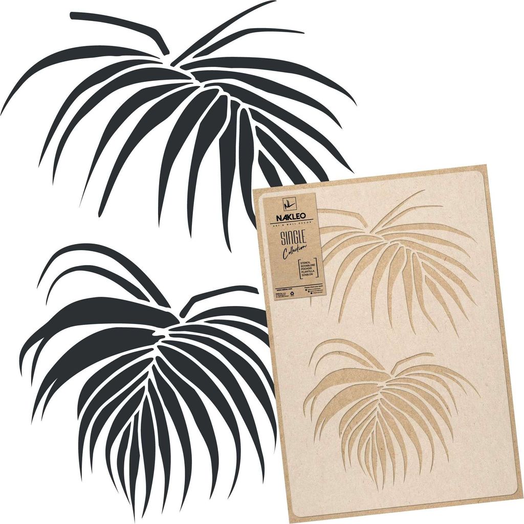 Große Malschablonen M 43x64 cm, Areka Palme Wedeln Muster, Wiederverwendbare Kunststoff Wandschablone