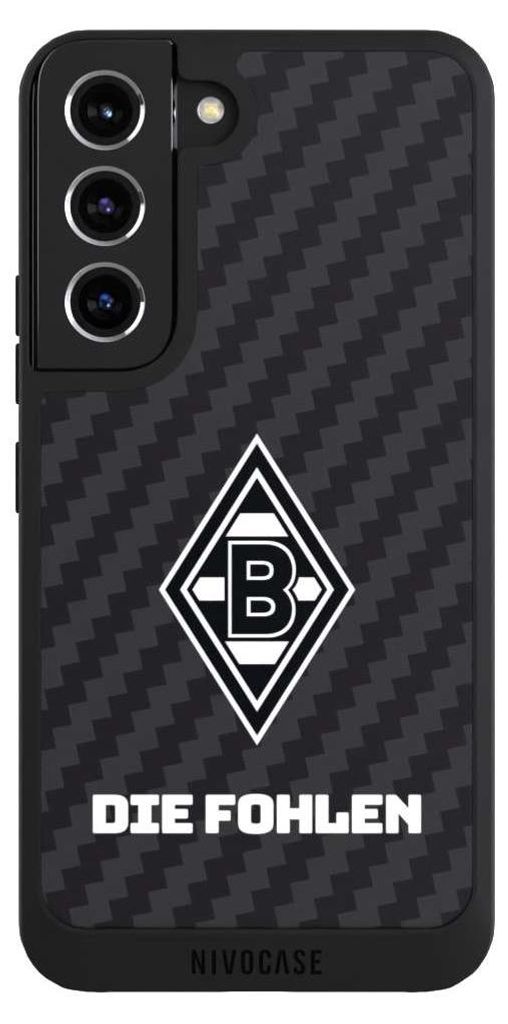 NIVOCASE Handyhülle für Samsung Galaxy S22 Hülle NIVOpure Case Schwarz Borussia Mönchengladbach Carbon Gladbach