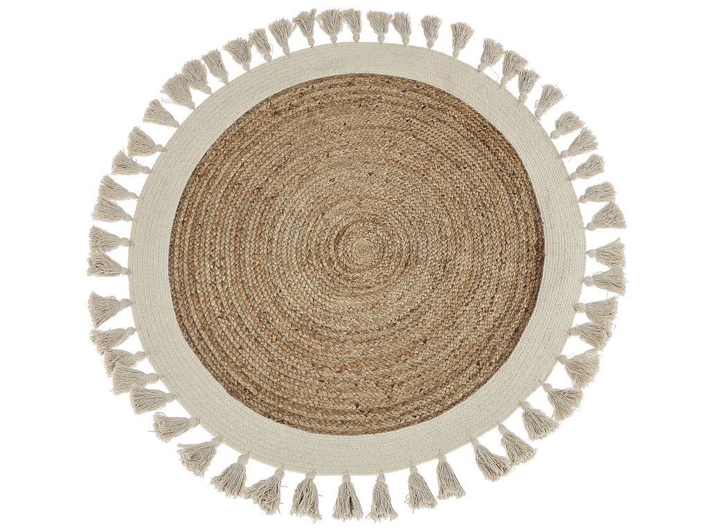 BELIANI Dywan mata beżowy okrągły 120 cm boho rustykalny Zdjęcie produktu 