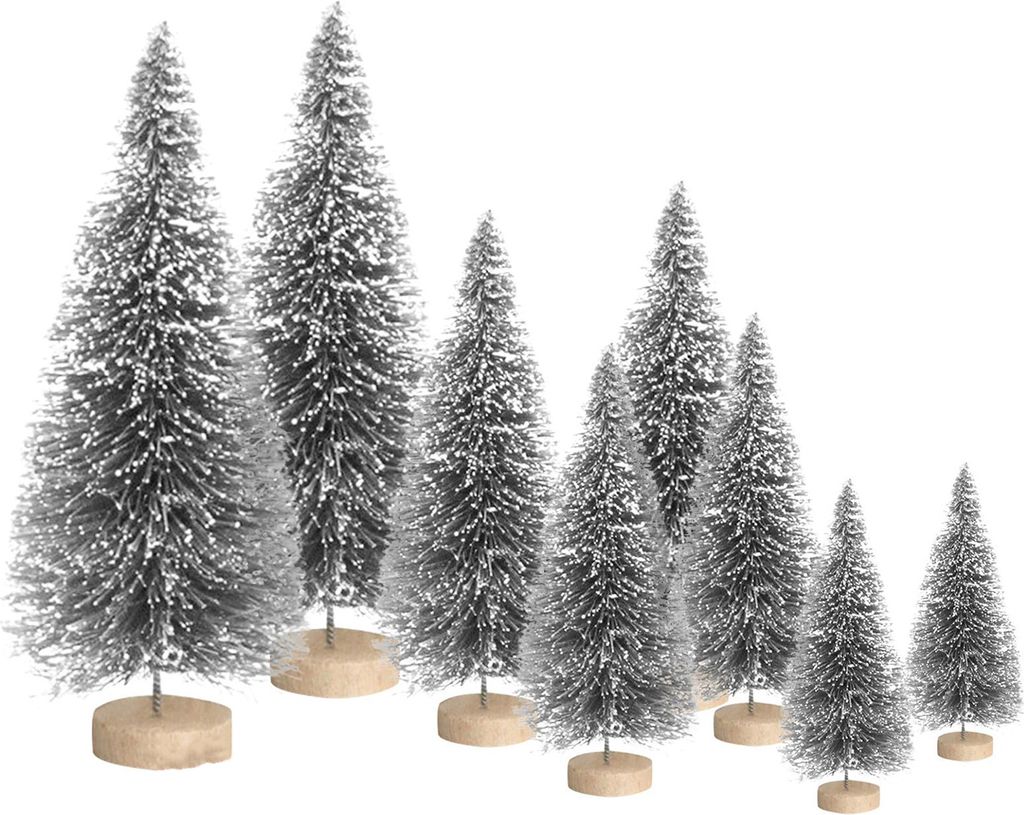 8 Stück Christbaumschmuck, künstliche verschneite Kiefernfiguren, Miniatur-Weihnachtsbaumstatuen für Heimtisch, Schreibtisch, Bürodekoration, S...