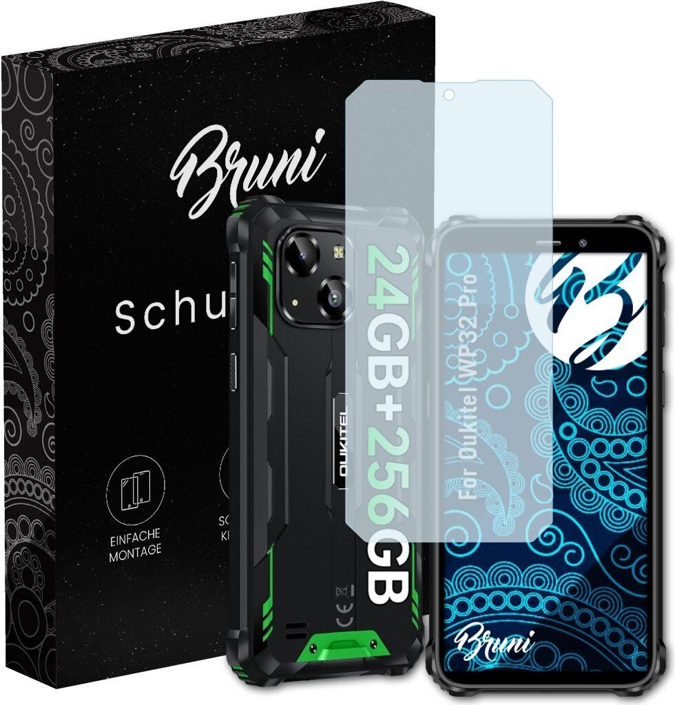 Bruni Basics-Clear 2x Schutzfolie kompatibel mit Oukitel WP32 Pro Folie